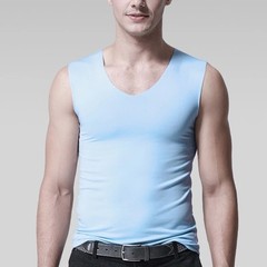 Men Silk Tank Top Seamless Sleeveless Vest Gym Sports Casual Summer Undershirt