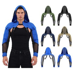 US Men Jackets Adjustable Buckle Motorcycle Armor Open Front Outwear Hood Jacket