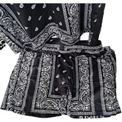 Men’s Jacquard Knit Lounge Sets Short Sleeve T-Shirts & Shorts Matching Set XL