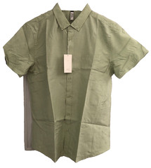 Men’s Size Large Green Short Sleeve Collared Button Front Shirt Brand Weiv