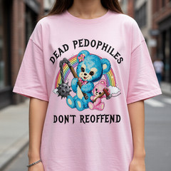Funny Pastel Bear Graphic Tee Vintage Dyed Oversized T-Shirt Dark Humor Punk Top