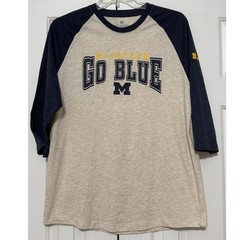 Men’s Colosseum Go Big Blue Michigan Raglan T-Shirt, Size XL