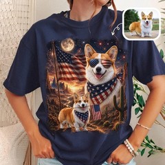 Custom Patriotic Pet Shirt Personalized Dog Cat Photo Tee America 250