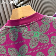 Men’s Pink Floral Print T-Shirt Casual Short Sleeve Cotton Crew Neck Summer Tee