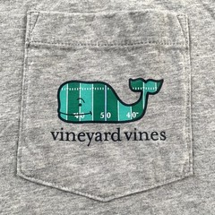 Vineyard Vines Football Field Green Whale Gray Graphic SS T-Shirt Men’s Size S