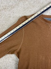 Members Mark T-Shirt Mens Large Ribbed V-Notch Thermal Waffle Knit Brown