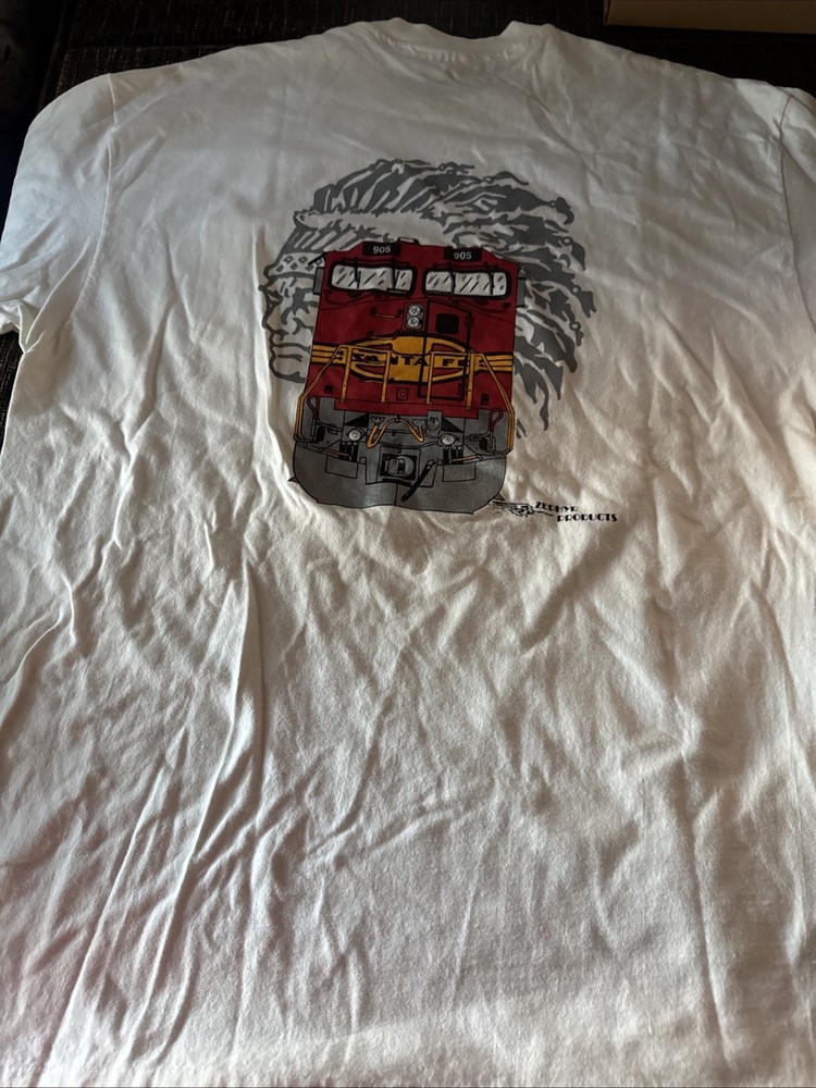 Vintage Single Stitch Santa Fe Railroad T-shirt Hanes Beefy 2XL White