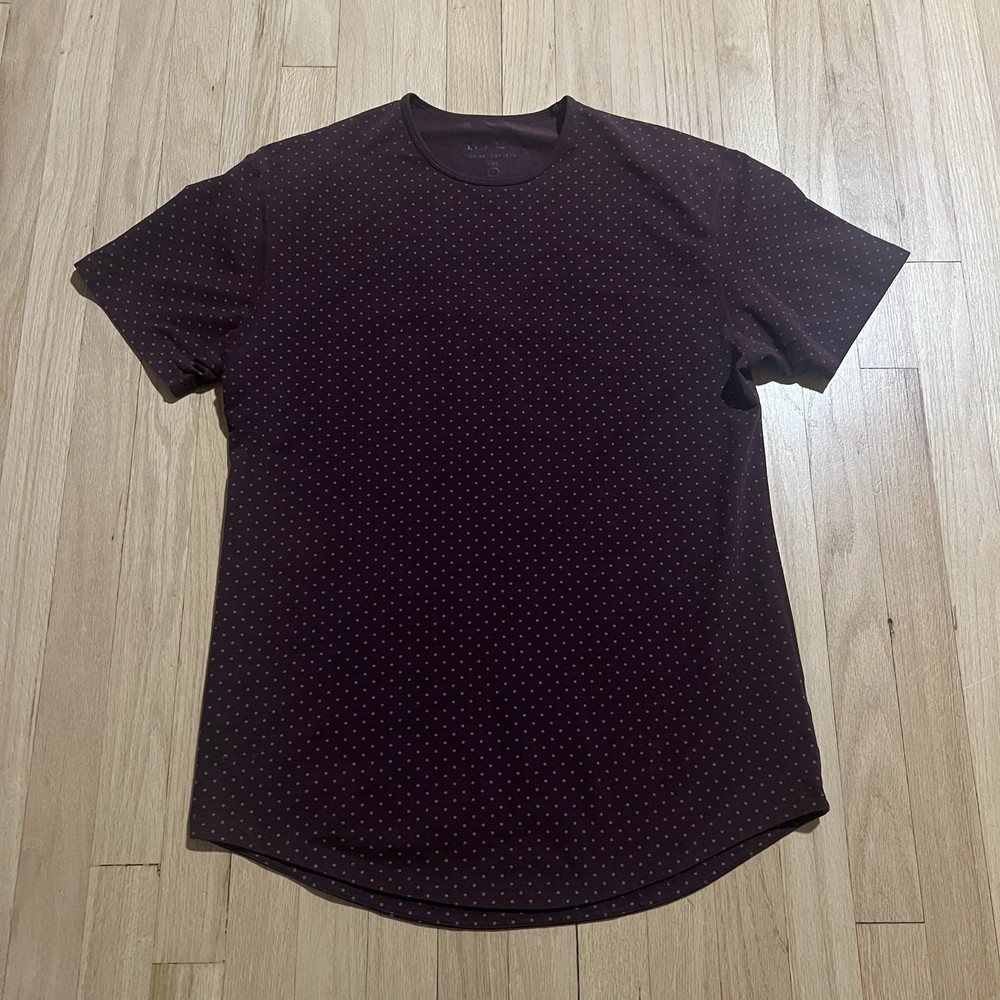 BYLT Drop Cut SS Lux T Shirt Mens Large Purple Polka Dot Stretch Performance