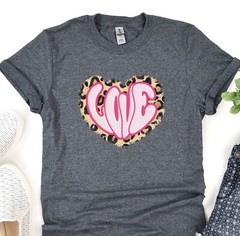 Love Shirt Leopard Pattern T-Shirt Valentines Day Tee Gift for her