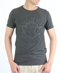 Mens Embossed Logo Short Sleeve Crew Neck Striped T-Shirt 33528.
