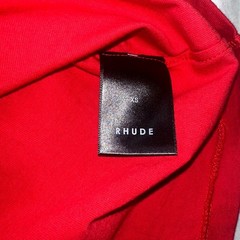 Rhude Reverse Tee Shirt Mens Extra Small Red Crew Neck Embroidered Logo Cotton