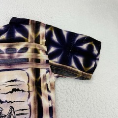 Legian Bali Shirt Mens Large L Purple Tie Dye Batik Abstract Henley Short Sleeve