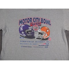 Gildan 2003 Motor City Bowl VII T-Shirt Mens XL Northwestern vs Bowling Green