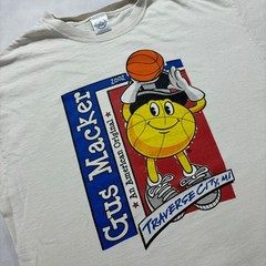 Vintage Gus Macker T-Shirt Mens Large White Traverse City MI Basketball 2002 Y2K