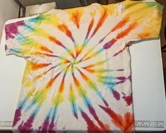 Peace Time Tie-Dye TShirt L Single Stitch Cotton T Shirt Stains 1990 Fruit Loom