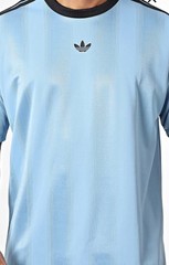 NEW MENS ADIDAS ORIGINALS Medium TREFOIL POLY TEE SHIRT Jacquard Ash Blue Black