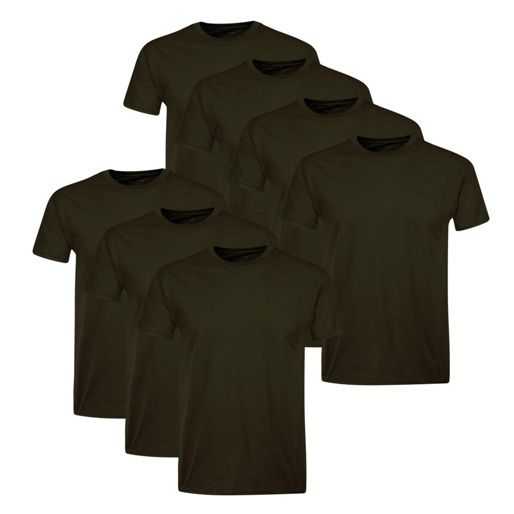 7 Pack Mens Stay-Tucked 100% Cotton Crew T-Shirts, Best Undershirts Medium Black