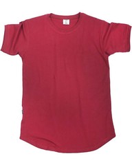 Mens Cotton Crew Neck Athletic Short Sleeve Curved Hem Plain Maroon T-Shirt