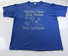 Vintage 90s Russell Athletic Nicholas County Lady tee Blue T-Shirt XXL USA made