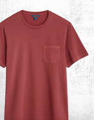 Men’s Seasalt Cotton Crew Neck Chest Pockets T-shirt Bam Red Cyan Boxy Fit