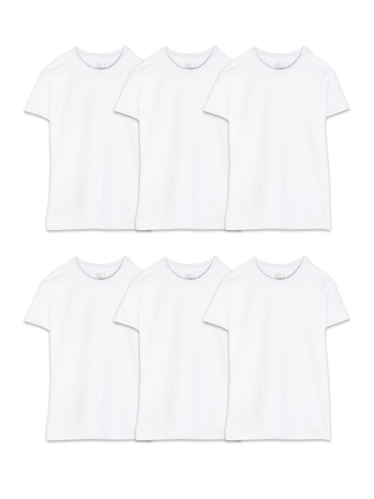 6 Pack Mens 100% Cotton Stay Tucked Crew T-shirt Underwear,5X-Large Big White