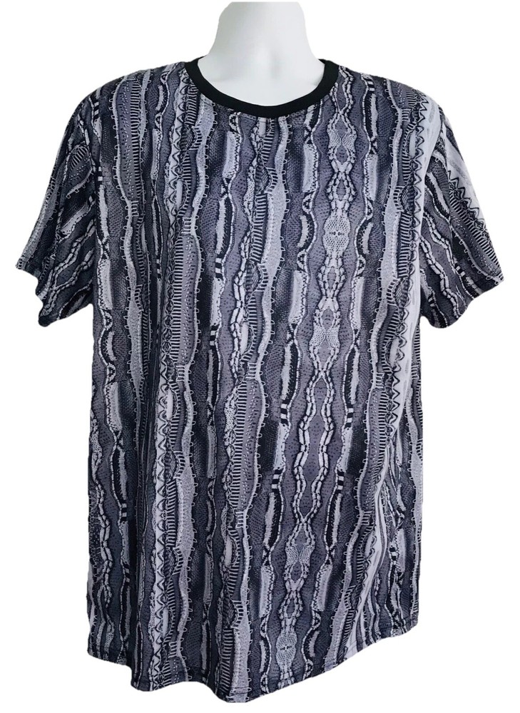 NWT SUPER SHINE by Drill Clothing Co. UNIQUE Knit Print Short Sleeve SHIRT SizXL
