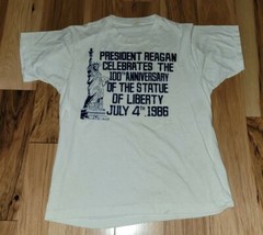 Vtg. 1986 President Reagan Political T Shirt July 4th Statue Liberty Large USA