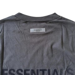 Fear of God Essentials T-Shirt Stretch Limo Black Velvet Flocked Logo NWT XS