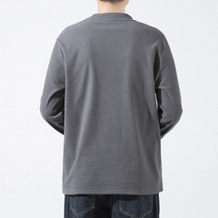 Spring Men Retro Half-Turtleneck Warm Long Sleeve Tee Solid Color T Shirt Tops