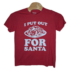 I Put Out For Santa T Shirt Adult Large Gildan Red Christmas Holiday Cookies