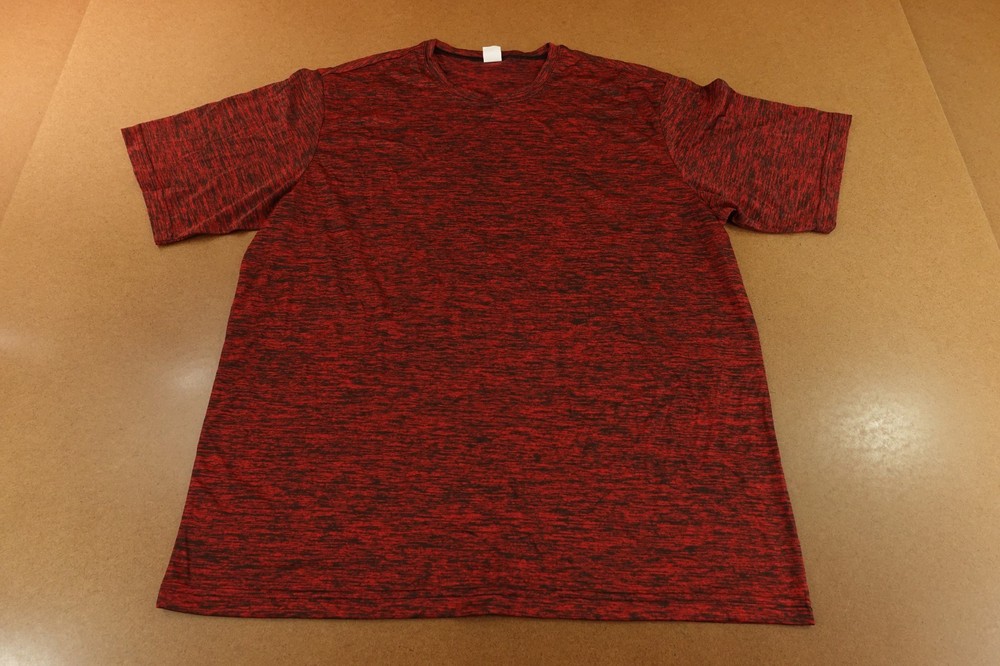 Sport Tek Mens Size XL Red Black Marl Short Sleeve Crew Neck T-Shirt New