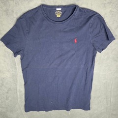 Polo Ralph Lauren Mens Custom Slim Fit T-Shirt Navy Blue Red Pony Logo Medium