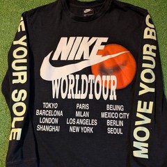 Nike World Tour Long Sleeve Graphic T-Shirt Black Mens Medium Move Your Sole