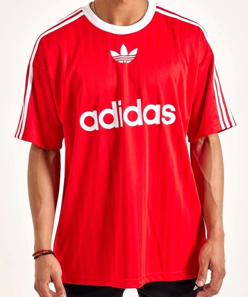 NEW MEN’S ADIDAS ORIGINALS TREFOIL POLY TEE SHIRT ~SIZE XL #IM9458 RED
