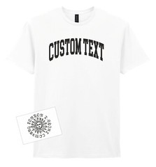 Custom Print College Style T-Shirt – Personalised, Varsity Top, Various Colours