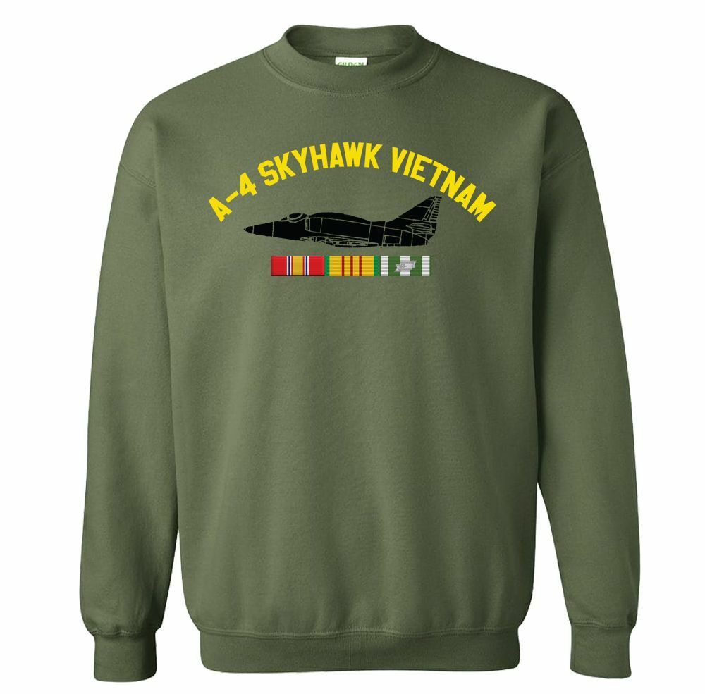 A-4 Skyhawk With Vietnam Service Ribbons Crew Hooded Sweatshirt