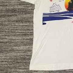 Vtg 80s Hong Kong Golden Ship Elastic Short Sleeve Shirt Size Medium Souvenir
