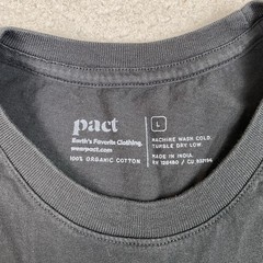 Pact Organic T Shirt Men’s Size L Black Short Sleeve Crewneck Cotton Large EUC