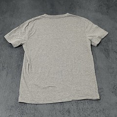 Banana Republic Shirt Mens M Gray Black Striped Premium Wash Tee Crew Neck