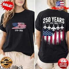 America 250 Shirt, 1776 2026 Fighter Jet Tee, Front and Back T-Shirt S-5XL