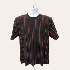 Giorgio Bruni Mens French Sheer Jersey Shirt Size 50 Black Red Stripes