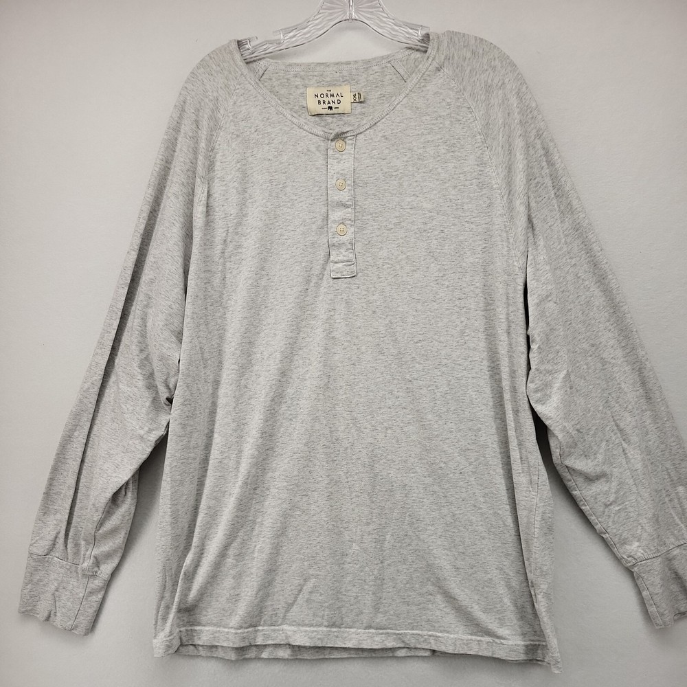 THE NORMAL BRAND SAINT LOUIS MEN’S SHIRT GRAY SIZE 2XL XXL PULLOVER HENLEY LOGO