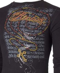 Archaic by Affliction Men’s Thermal Shirt DEATH MARY Skull Biker Black