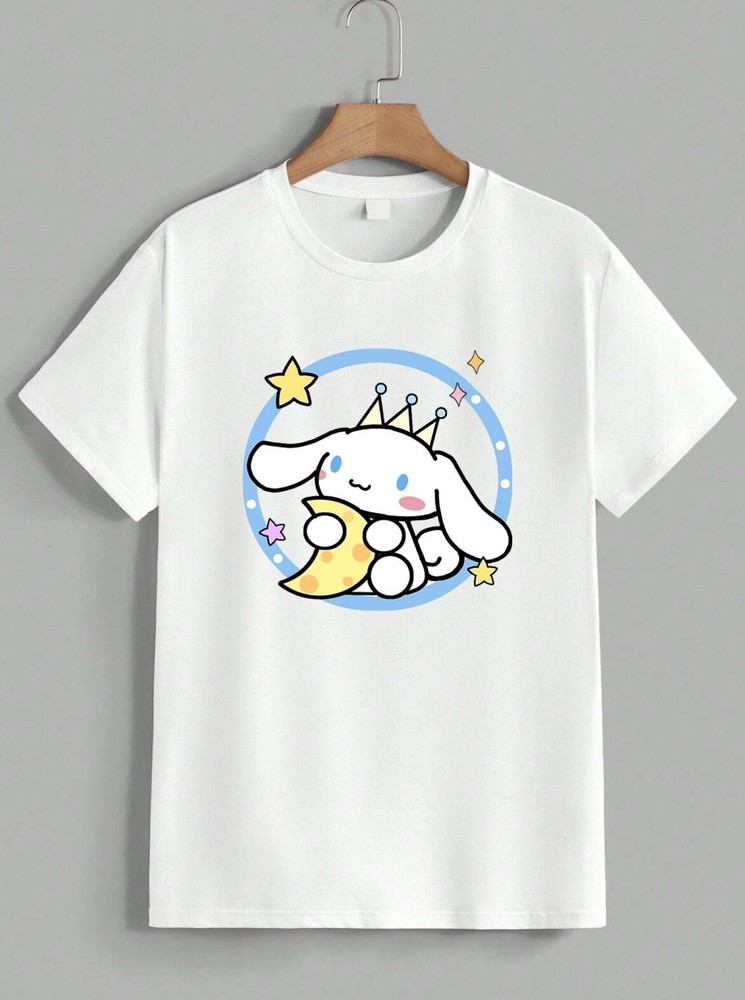 Cinnamoroll T-Shirt Cute Sanrio Dog Moon Stars Graphic Tee Kawaii Gift Unisex