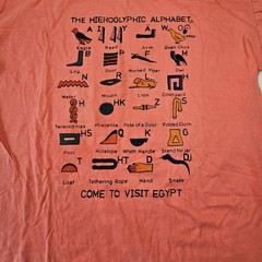 Vintage 90s Egypt The Hieroglyphic Alphabet Graphic T-Shirt XL Single Stitch
