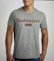 Budweiser 1876 T Shirt Adult XL gray and red Hanes crew neck mens