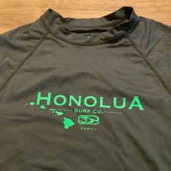 Honolua Surf Co Rash Guard Mens 2XL Black SS Stretch Shirt Beach Hawaii