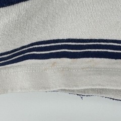 Lands End Mens Small Ivory Navy Blue Striped Rugby Cotton Crewneck Shirt
