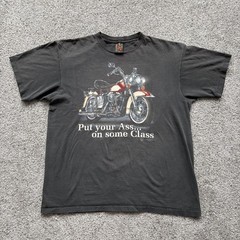 Vintage 80s 3D Emblem ‘Put Your Ass In Some Class’ Motorcycle Graphic Tshirt’