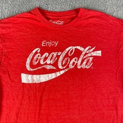 Coca Cola Men’s Large 43in Chest Red White Polyester Cotton Short Sleeve Shirt